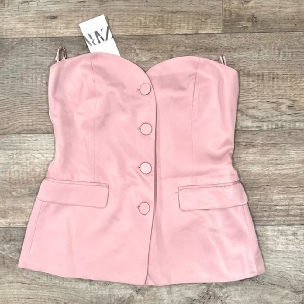 ZARA Pink Strapless Corset Top NWT - Picture 15 of 16